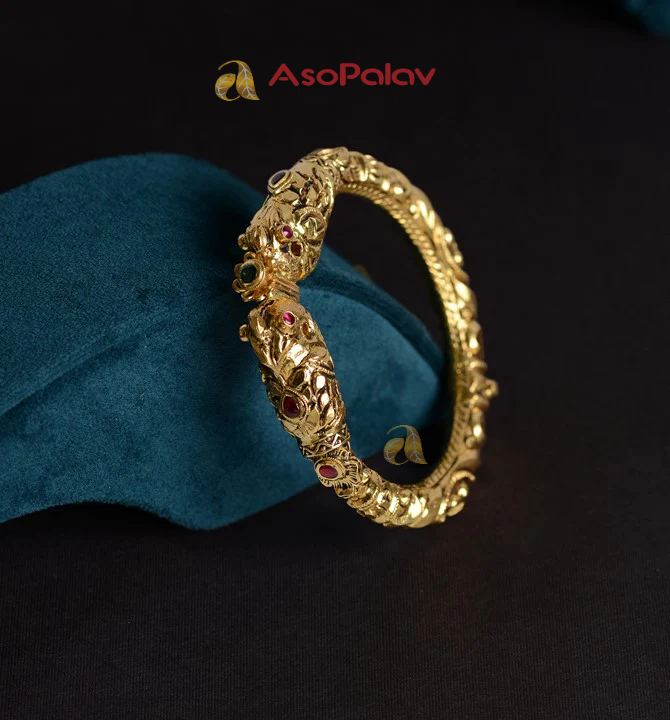 22K Ruby Pota Women's Gold Kada Bangle | Asopalav Jewellers